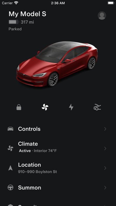 Tesla App Store screenshot