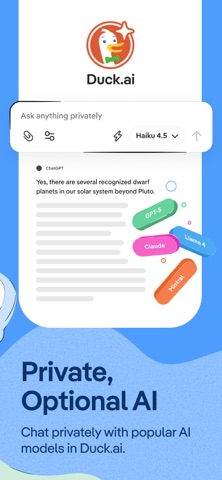 DuckDuckGo, optional Duck.ai App Store screenshot
