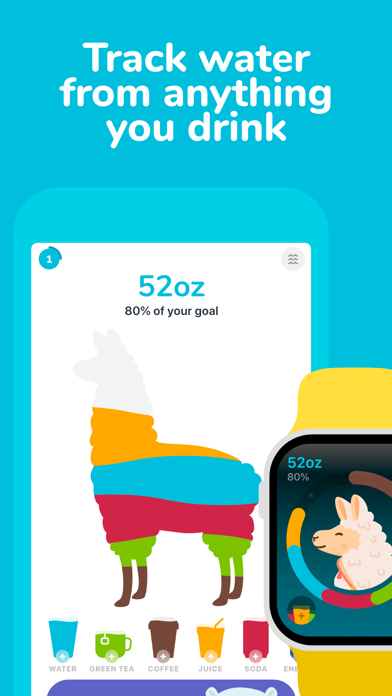 Water tracker Waterllama App Store screenshot