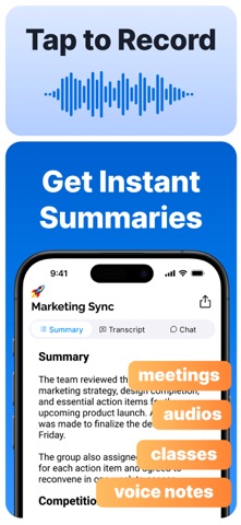 Summary - AI Note Taker App Store screenshot