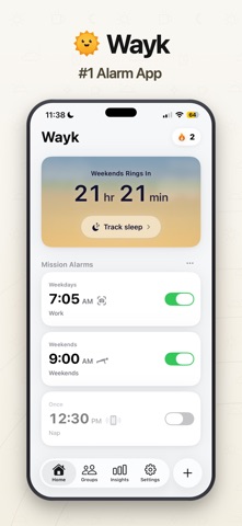 Wayk: Alarm Clock to Wake Up App Store screenshot