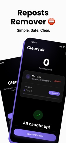 ClearTok: Repost Remover App Store screenshot
