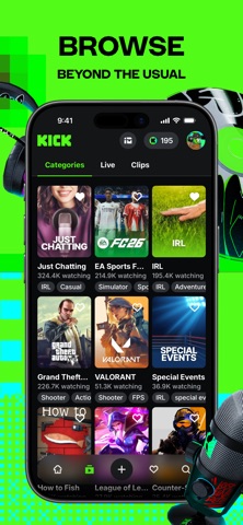 KICK - Live Streaming App Store screenshot