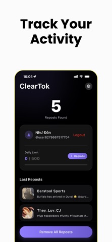 ClearTok: Repost Remover App Store screenshot