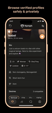 Nymph: Open-Minded Dating App App Store screenshot