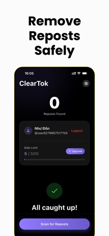 ClearTok: Repost Remover App Store screenshot