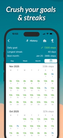 StepUp Pedometer Step Counter App Store screenshot