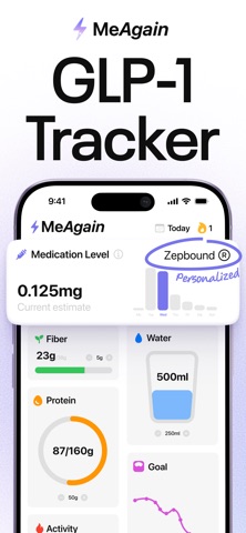 MeAgain: GLP-1 Tracker App App Store screenshot