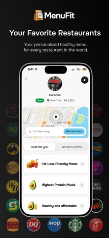 MenuFit - Healthy Eating Out App Store screenshot